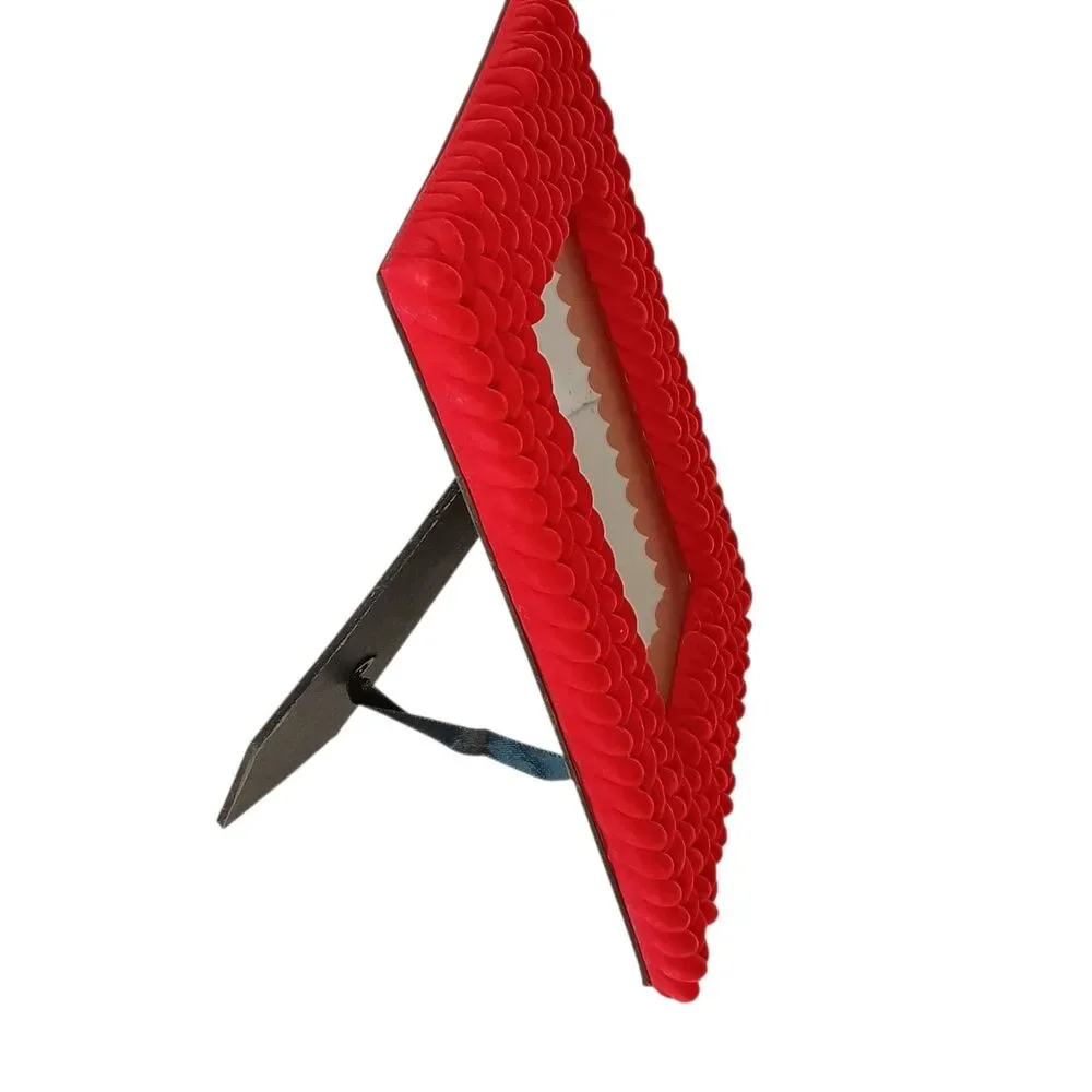 Unique | Accents | Red Velvet Flocked Photo Frame Fuzzy Braided Design ...